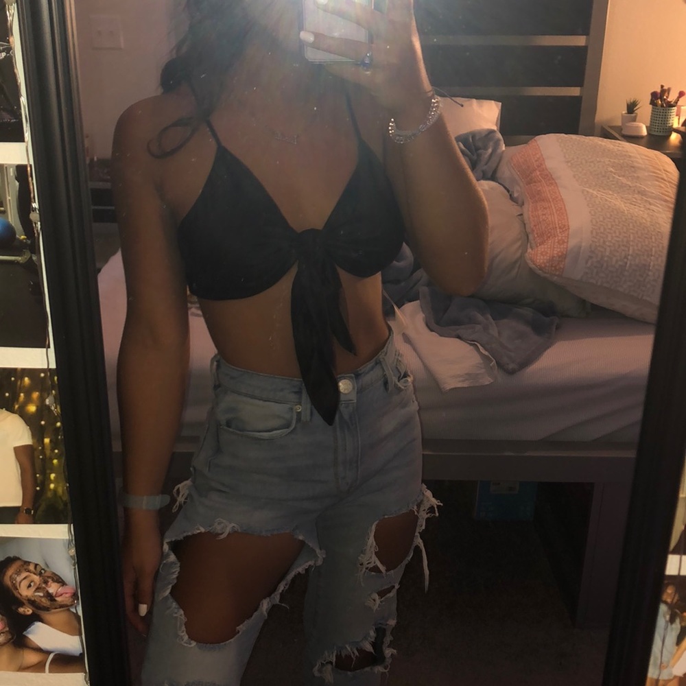 Satin Forever 21 Black crop top